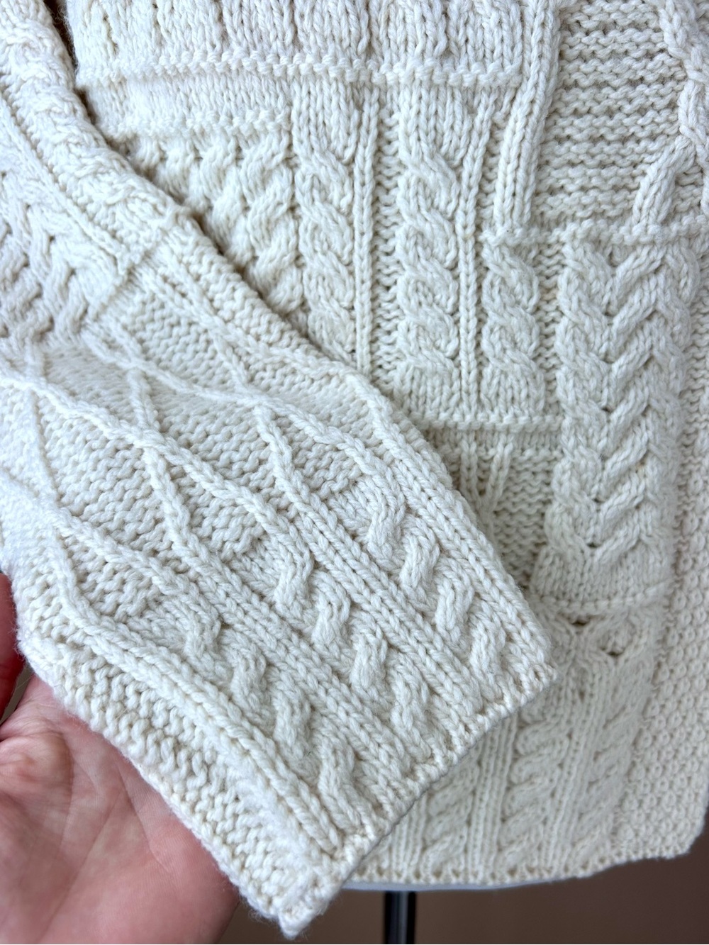 Blarney Woolen Mills One Button Aran Cardigan Irish Wool Fisherman Size S NWT - Picture 14 of 15